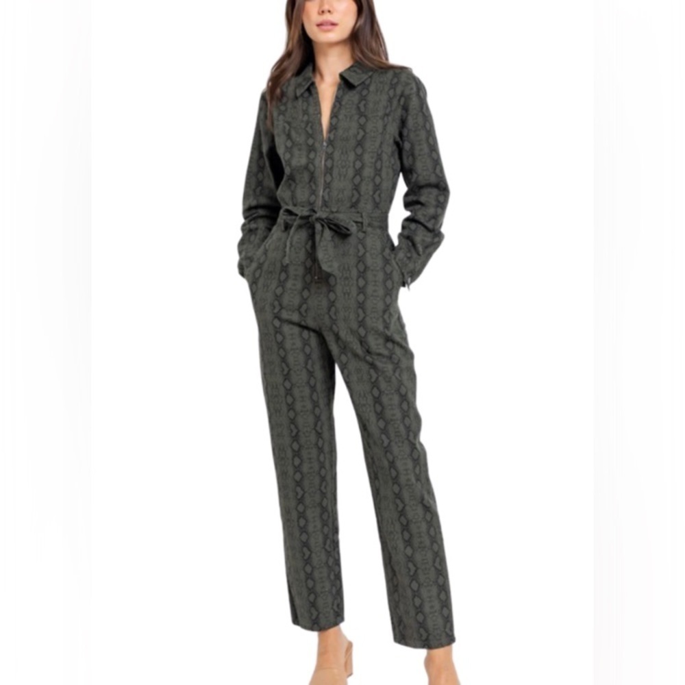 Le Lis Collection snake print cotton edgy jumpsuit playsuit unique